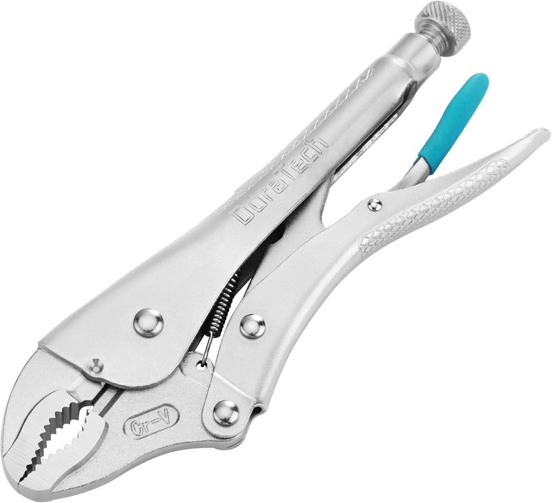 DURATECH 10-Inch Locking Pliers, Premium Cr-V Construction, Curved Jaw Locking Pliers with Wire Cutter, Fit for Clamping Twisting Welding - Image 1